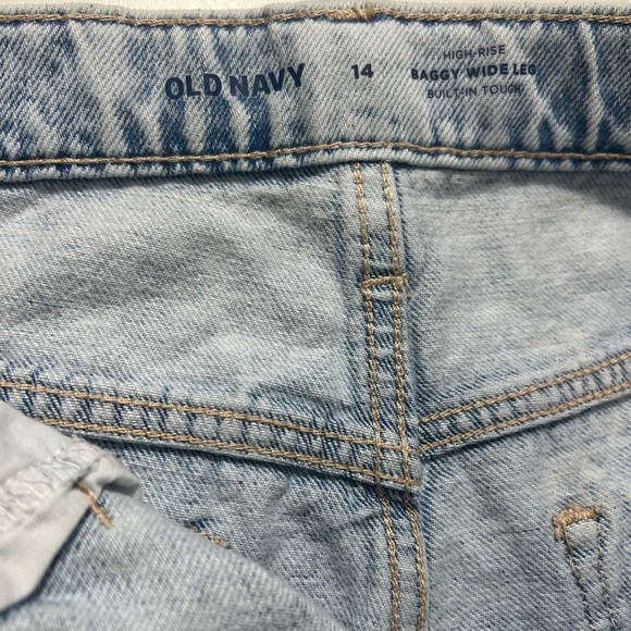 ✨Old Navy junior 14 denim Light Blue baggy wide leg high waisted Jeans - Picture 9 of 9
